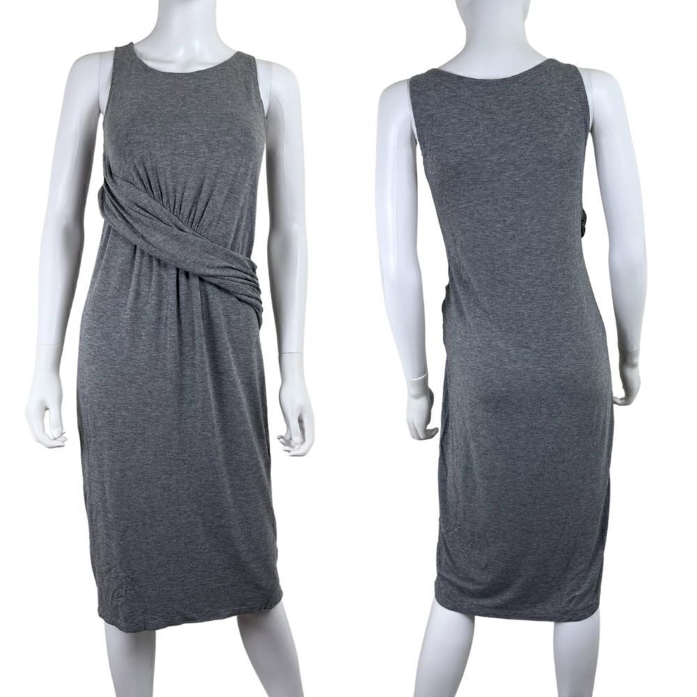 Fabletics Retta Women Size XS Gray Jersey Knit Pullover Midi Dress Athleisure